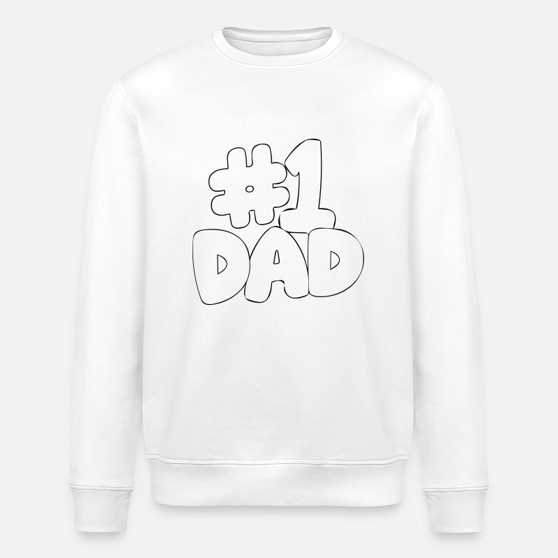 Dad number 1 - Stanley/Stella ROLLER Unisex Organic Sweatshirt - white