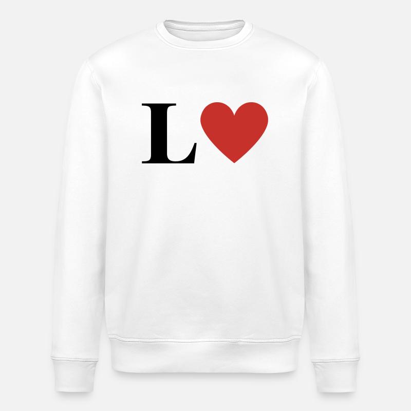 Buchstabe l rotes Herz - Stanley/Stella Unisex Bio-Sweatshirt ROLLER - Weiß