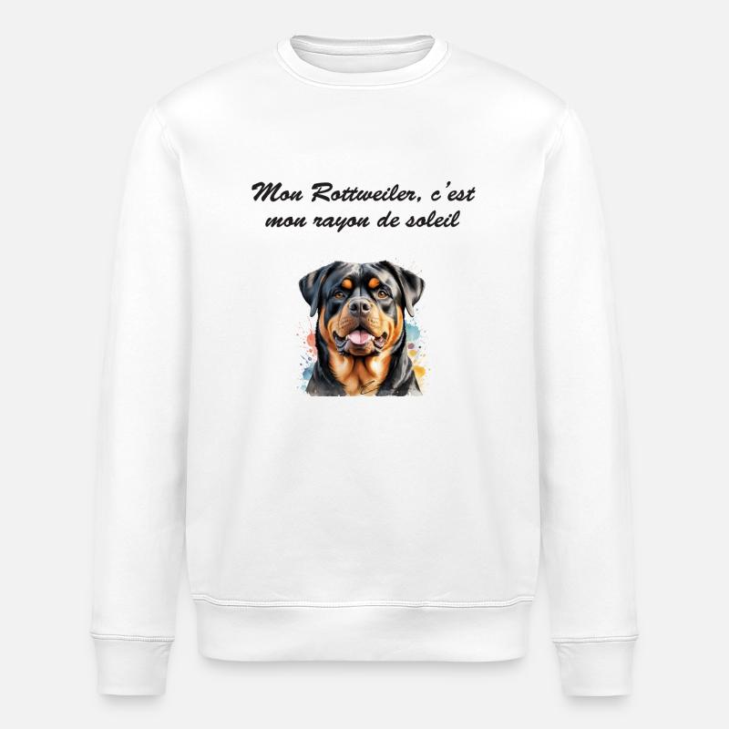 Rottweiler rayon de soleil - Sweat bio ROLLER Stanley/Stella Unisexe - blanc