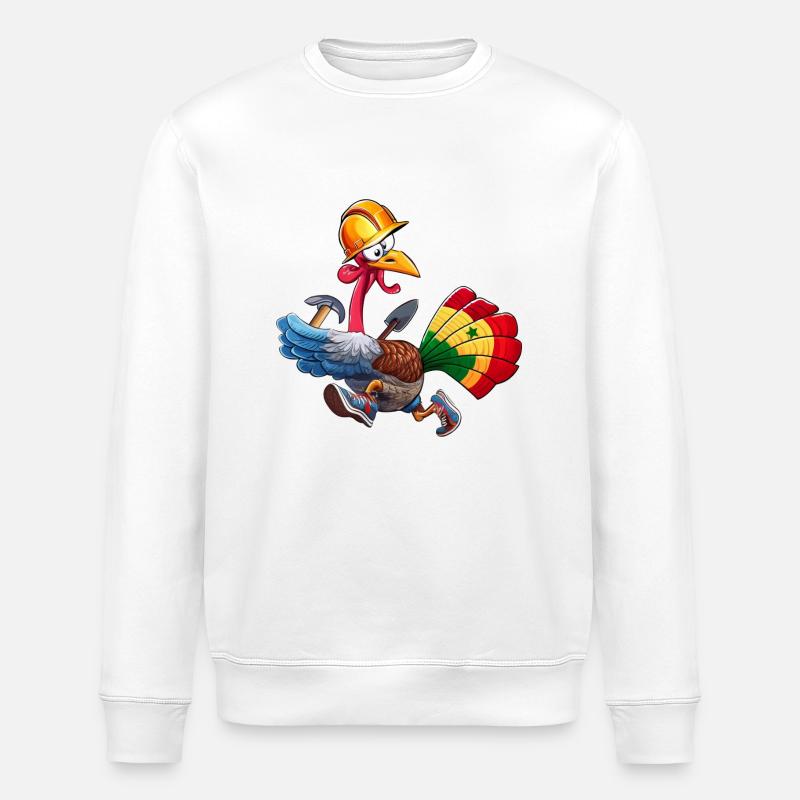 dinde coureuse constructrice Sénégale - Sweat bio ROLLER Stanley/Stella Unisexe - blanc