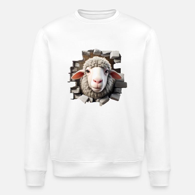 Schaf Kopf im Loch 2 - Stanley/Stella Unisex Bio-Sweatshirt ROLLER - Weiß