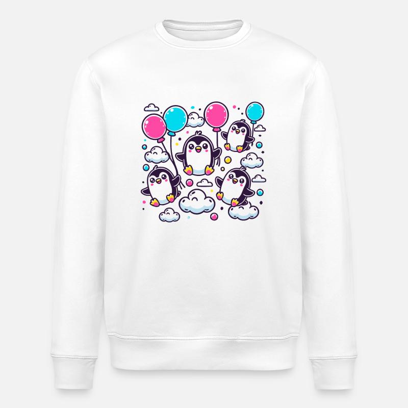 Pinguine an Ballons - Stanley/Stella Unisex Bio-Sweatshirt ROLLER - Weiß