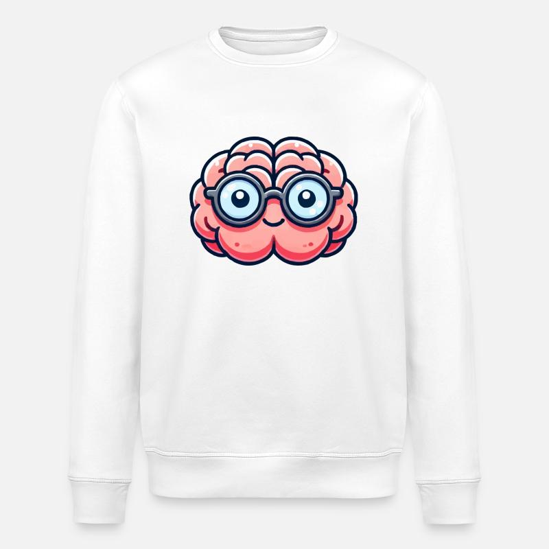 gehirn comic nerd - Stanley/Stella Unisex Bio-Sweatshirt ROLLER - Weiß
