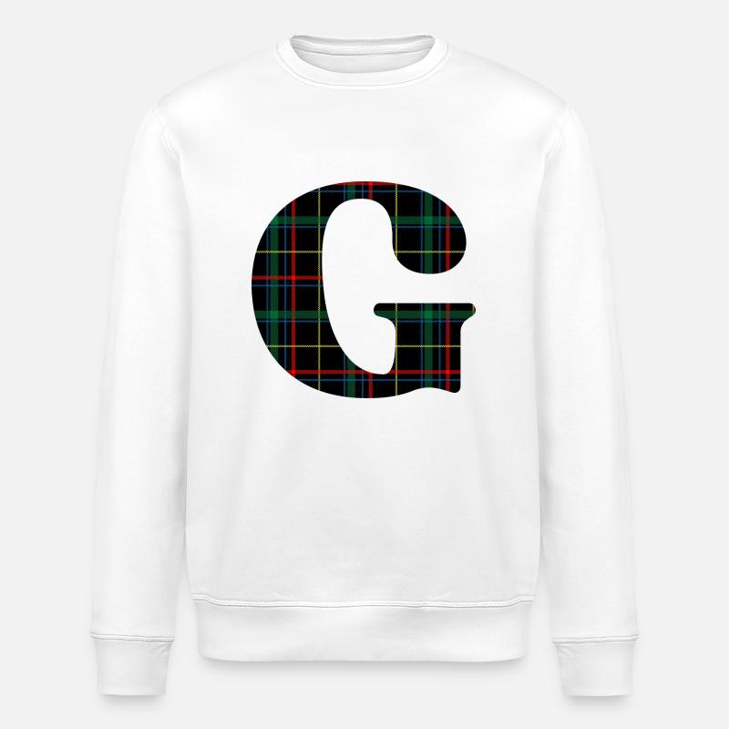 Monogramme g tartan écossais - Sweat bio ROLLER Stanley/Stella Unisexe - blanc