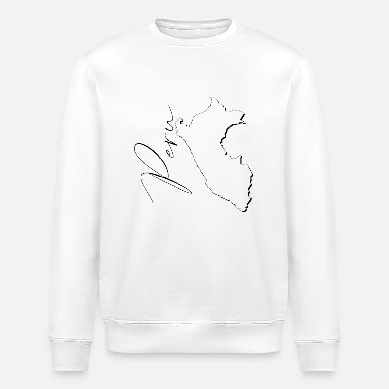 Peru map as outline EN - Stanley/Stella ROLLER Unisex Organic Sweatshirt - white