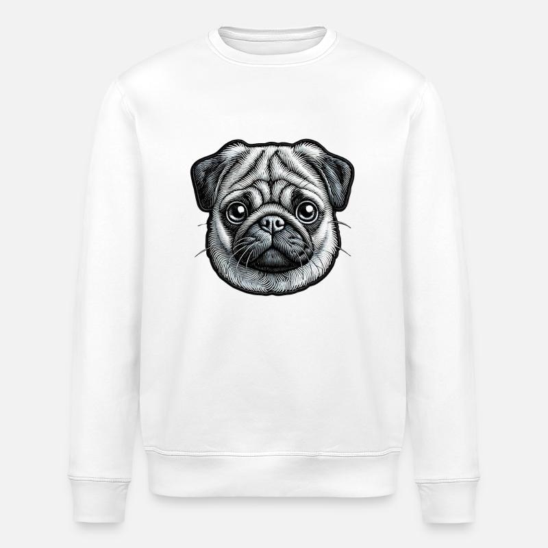 Mops – süß und gesellig - Stanley/Stella Unisex Bio-Sweatshirt ROLLER - Weiß