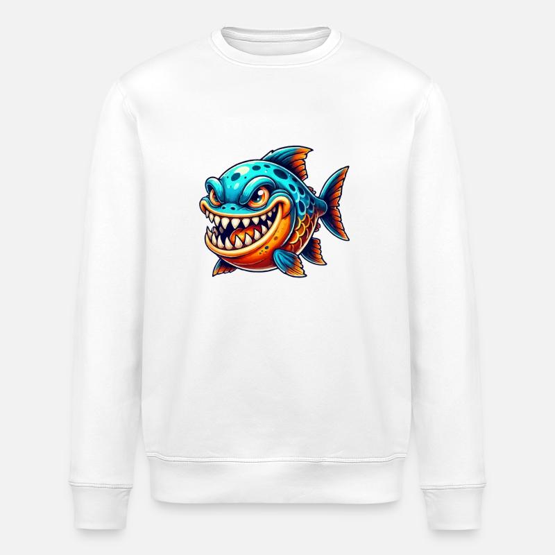 Piranha Bande dessinée Poisson - Sweat bio ROLLER Stanley/Stella Unisexe - blanc