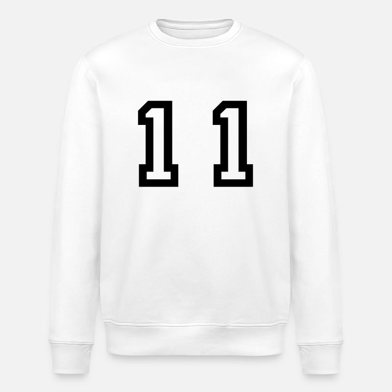 number - 11 - eleven - Stanley/Stella ROLLER Unisex Organic Sweatshirt - white