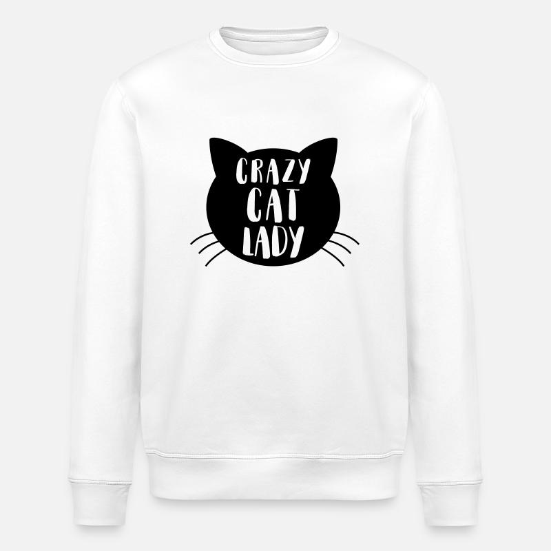 Crazy cat Lady - Stanley/Stella Unisex Bio-Sweatshirt ROLLER - Weiß