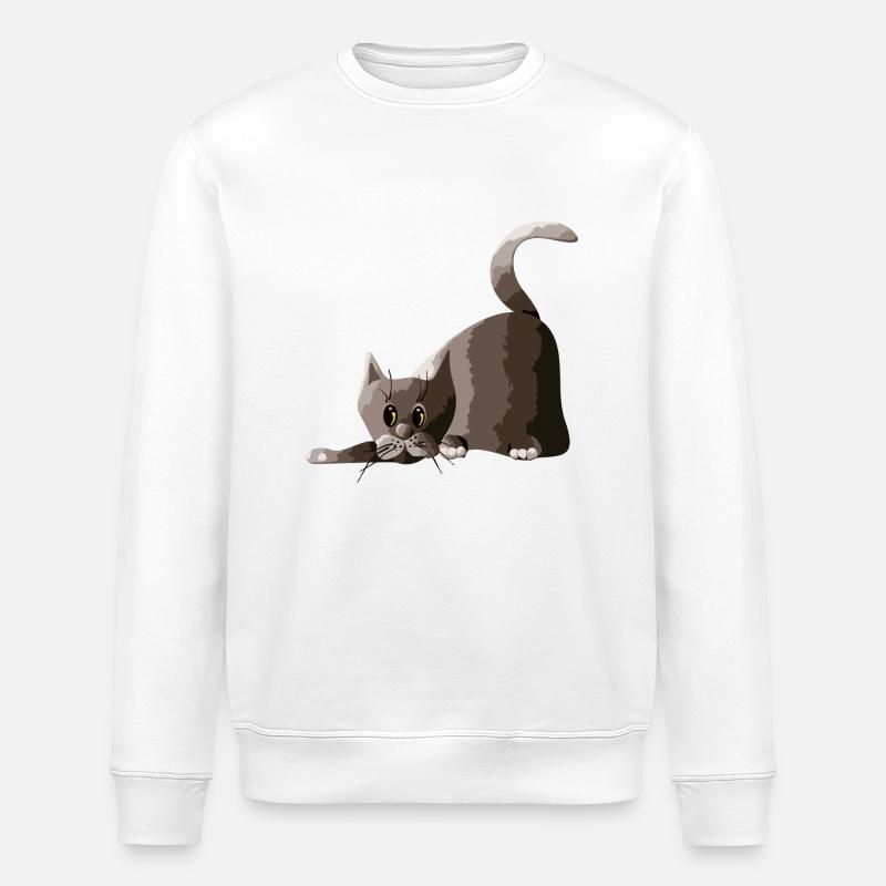 Katze - Stanley/Stella Unisex Bio-Sweatshirt ROLLER - Weiß