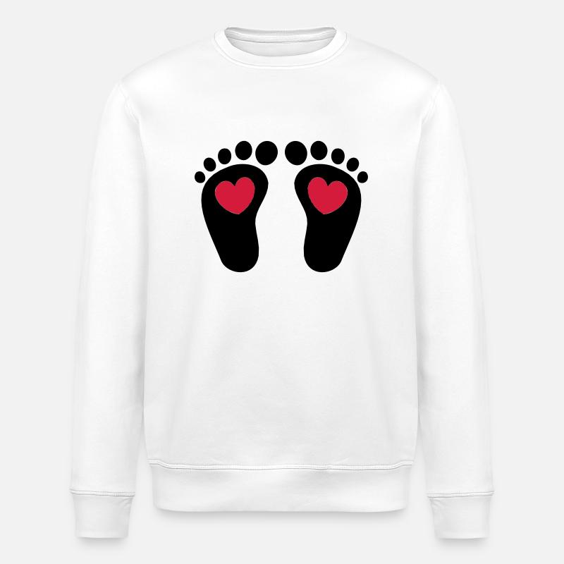 ❤ټCute Baby Footprints-Vector Footprintsټ❤ - Stanley/Stella ROLLER Unisex Organic Sweatshirt - white