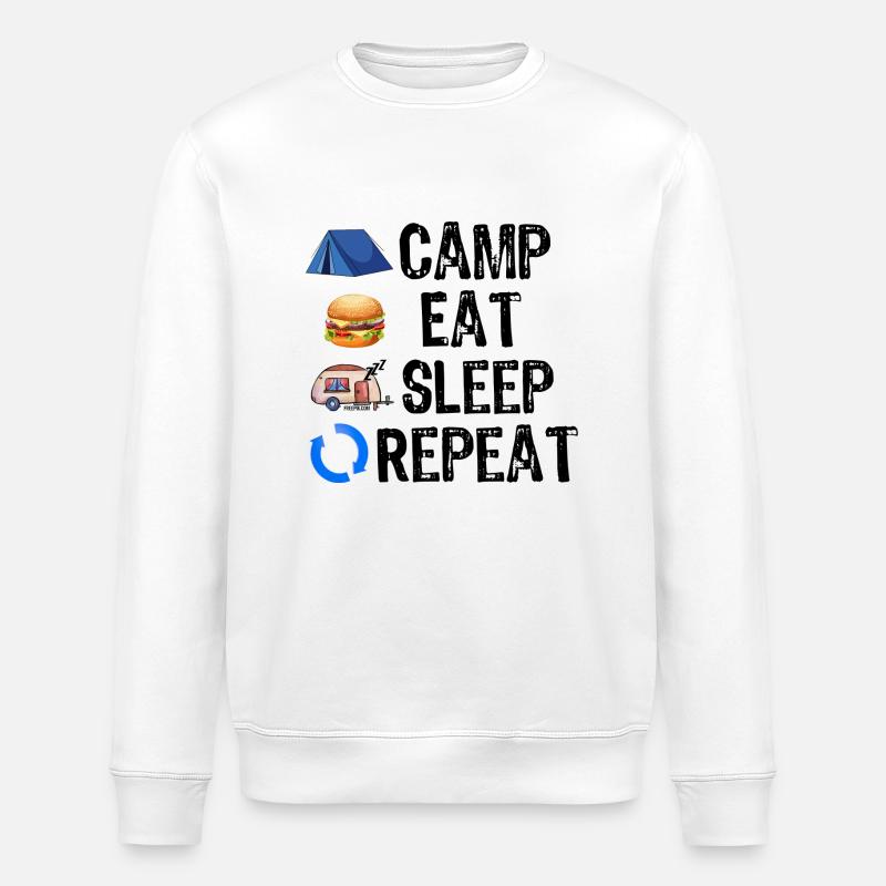 Camp Eat Sleep Repeat - Stanley/Stella Unisex Bio-Sweatshirt ROLLER - Weiß