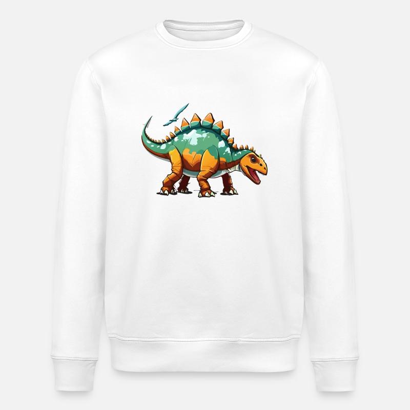 Friendly Stegosaurus - Stanley/Stella ROLLER Unisex Organic Sweatshirt - white