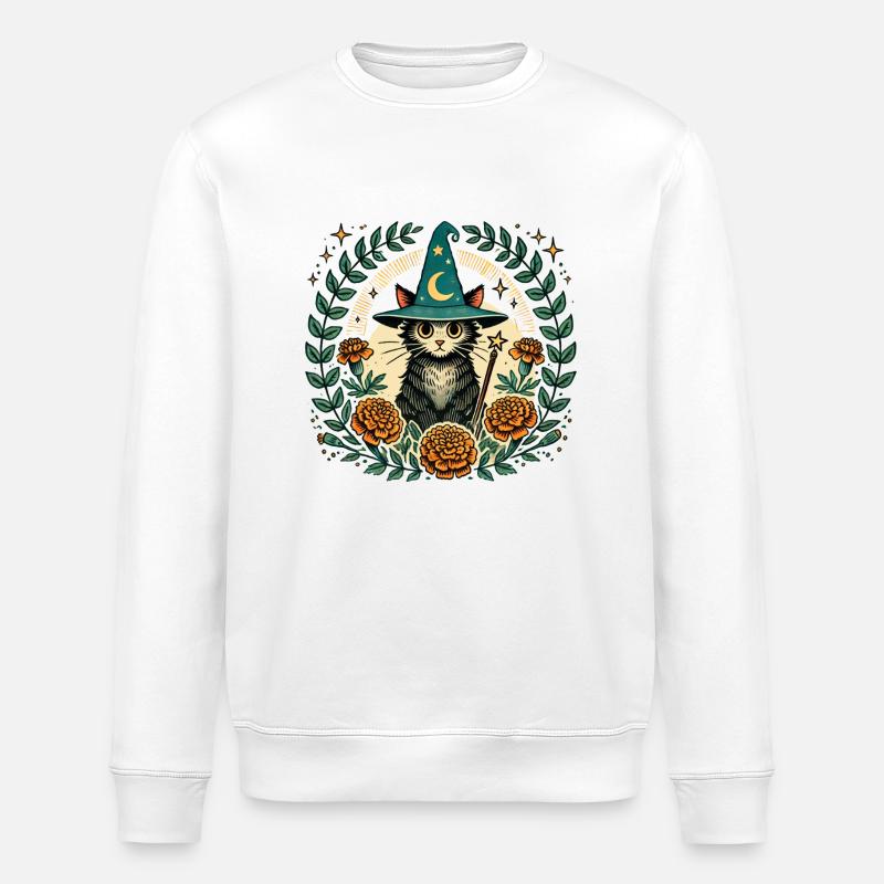 Wizard Kitty Cat - Stanley/Stella ROLLER Unisex Organic Sweatshirt - white