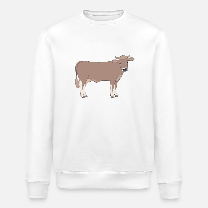 brown cattle E - Stanley/Stella ROLLER Unisex Organic Sweatshirt - white