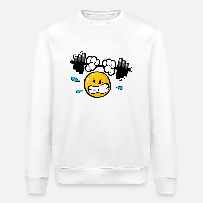 Smiley Weightlifting - Stanley/Stella Unisex Bio-Sweatshirt ROLLER - Weiß