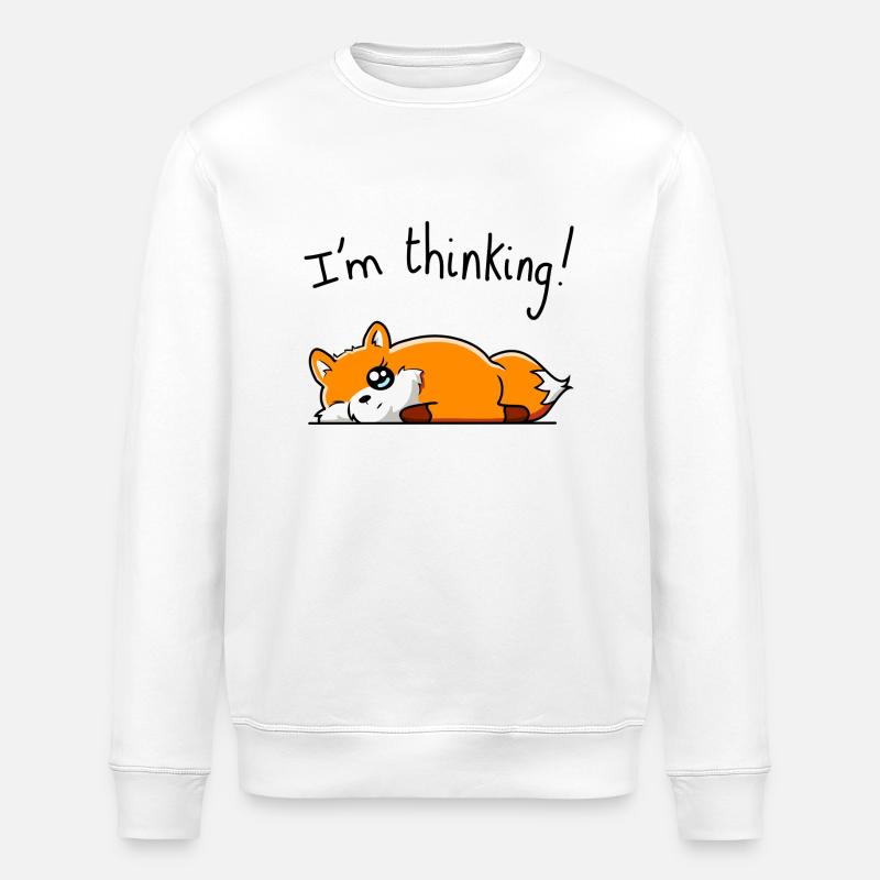 I'm thinking ( Fox ) - Stanley/Stella ROLLER Unisex Organic Sweatshirt - white