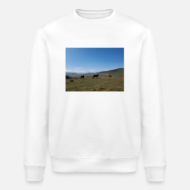 Esel, Berge, Wiesen - Stanley/Stella Unisex Bio-Sweatshirt ROLLER - Weiß