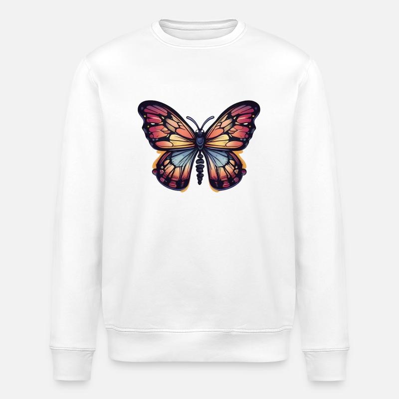 Bunter Schmetterling - Stanley/Stella Unisex Bio-Sweatshirt ROLLER - Weiß