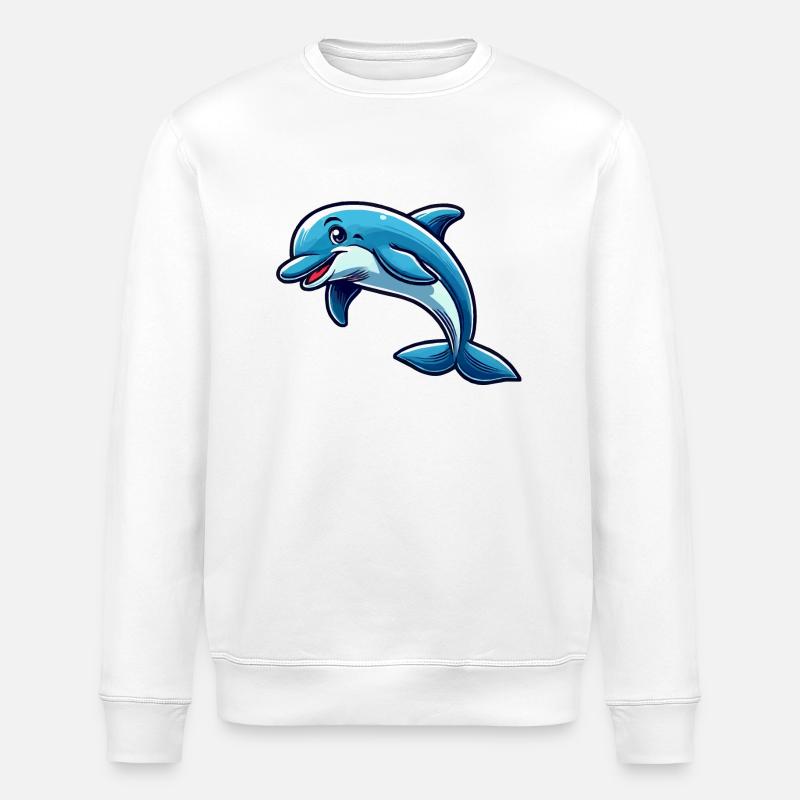 dolphin dolphin comic - Stanley/Stella ROLLER Unisex Organic Sweatshirt - white