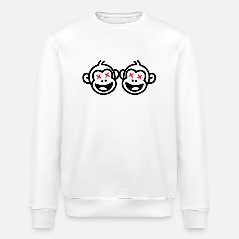 Monkey Team Funny - Stanley/Stella ROLLER Unisex Organic Sweatshirt - white