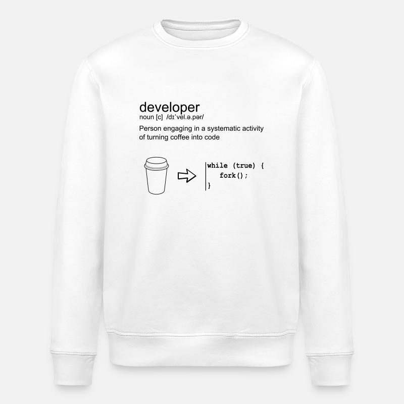 Developer & coffee - Sweat bio ROLLER Stanley/Stella Unisexe - blanc