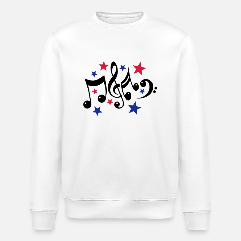 Music Notes and Stars 3c - Stanley/Stella ROLLER Unisex Organic Sweatshirt - white