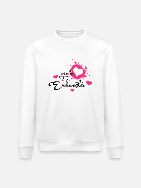 Große Schwester - Herzchen - Stanley/Stella Unisex Bio-Sweatshirt ROLLER - Weiß