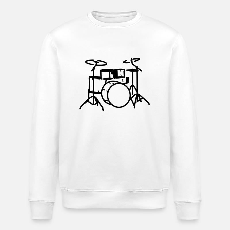 drums - Stanley/Stella ROLLER Unisex Organic Sweatshirt - white