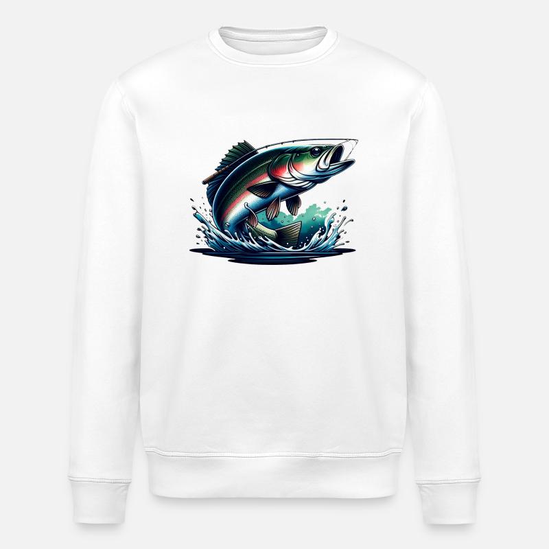 Fishing - Fish - Stanley/Stella ROLLER Unisex Organic Sweatshirt - white