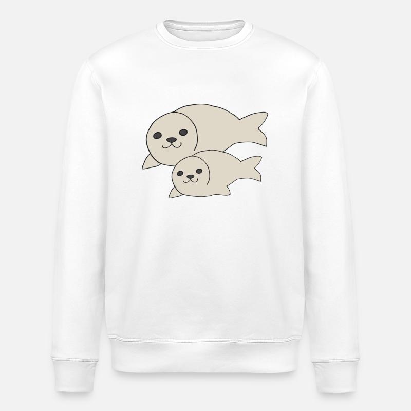 Seal small and large - Stanley/Stella ROLLER Unisex Organic Sweatshirt - white