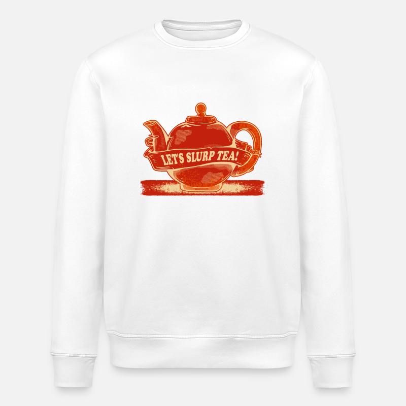 Red teapot Tea time - Stanley/Stella ROLLER Unisex Organic Sweatshirt - white