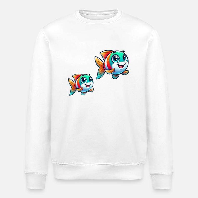 Fish Comic - Stanley/Stella ROLLER Unisex Organic Sweatshirt - white