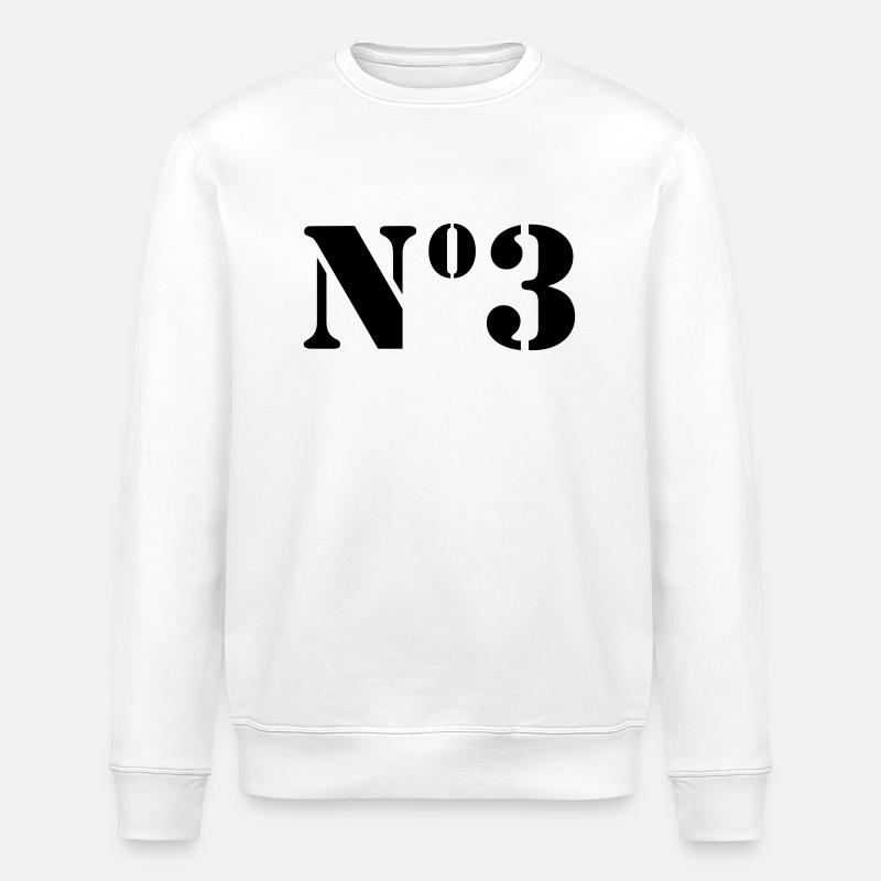 Number 3 / no3 - Stanley/Stella ROLLER Unisex Organic Sweatshirt - white