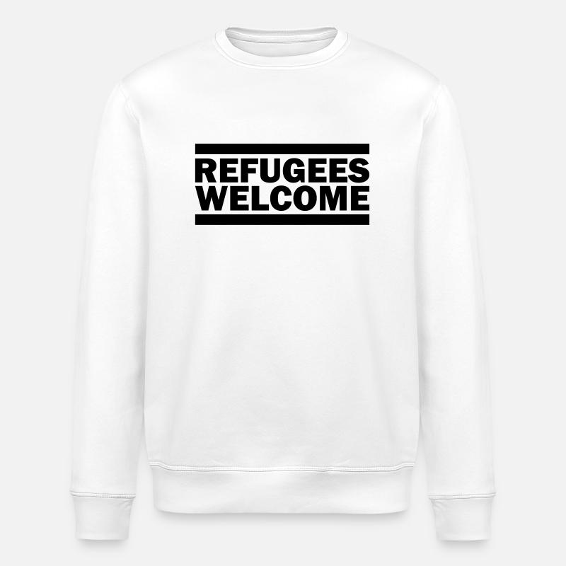 refugees welcome - Stanley/Stella Unisex Bio-Sweatshirt ROLLER - Weiß
