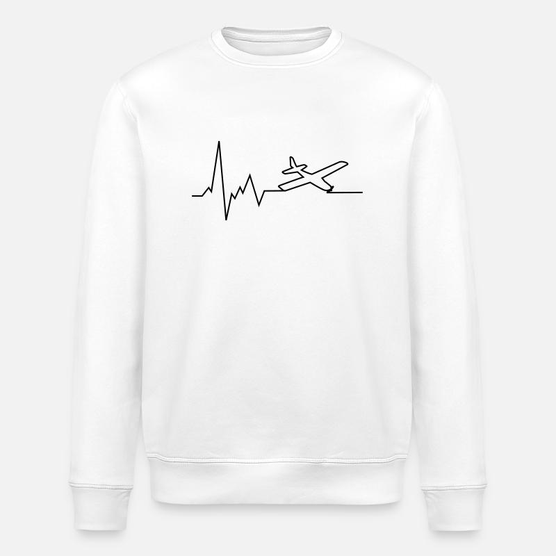 herzschlag flugzeug - Stanley/Stella Unisex Bio-Sweatshirt ROLLER - Weiß