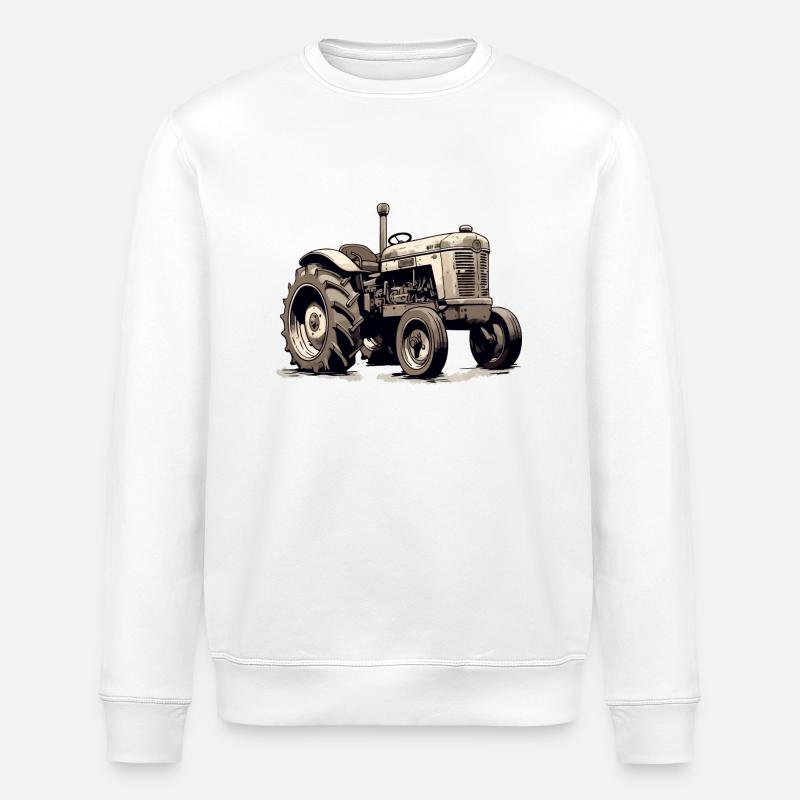 Old-fashioned tractor - Stanley/Stella ROLLER Unisex Organic Sweatshirt - white