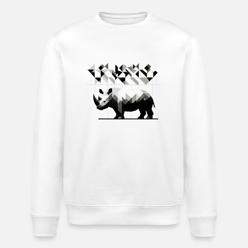 Geometrisches Nashorn - Stanley/Stella Unisex Bio-Sweatshirt ROLLER - Weiß