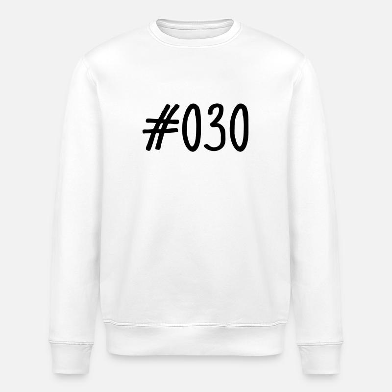 #030 - Hashtag 030 - Prefisso - Berlino - Capitale - Felpa ecologica unisex ROLLER di Stanley/Stella - bianco