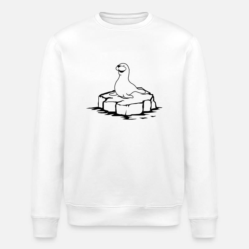 seehund auf eis - Stanley/Stella Unisex Bio-Sweatshirt ROLLER - Weiß