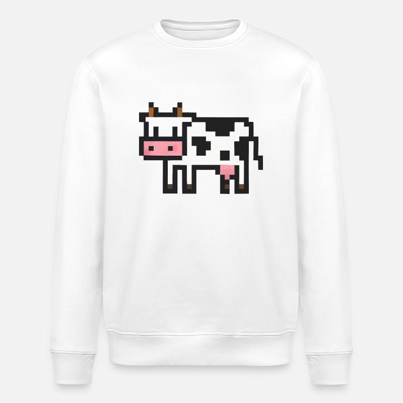 Kuh Pixel - Stanley/Stella ROLLER Unisex Organic Sweatshirt - white