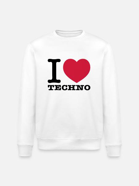 I love techno music - Stanley/Stella ROLLER Unisex Organic Sweatshirt - white