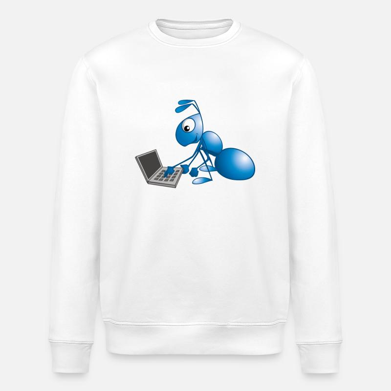 Ameise mit Laptop - Stanley/Stella Unisex Bio-Sweatshirt ROLLER - Weiß