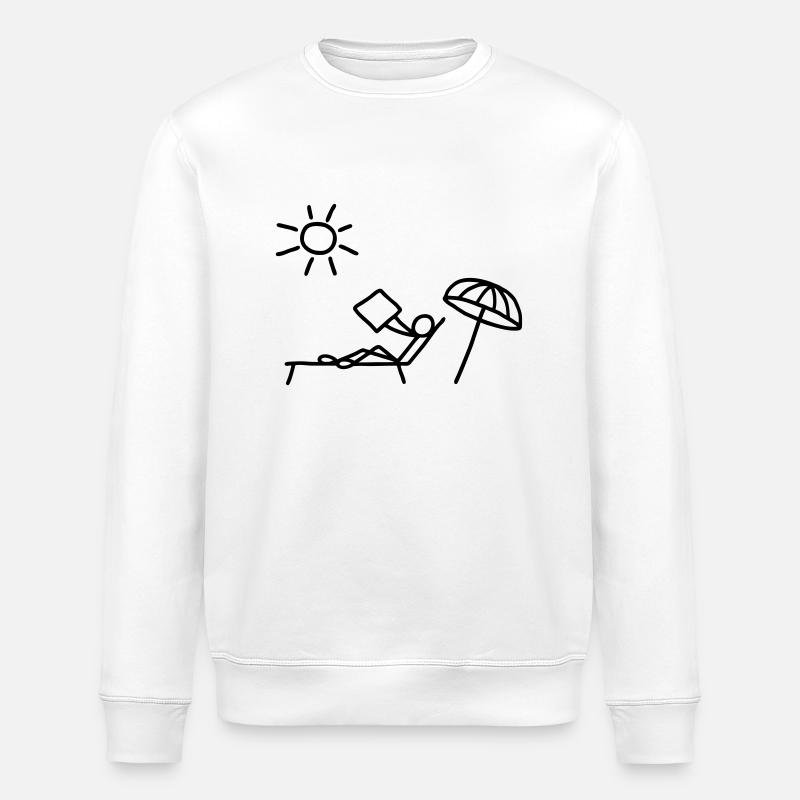 Read sunbathing & newspaper - Stanley/Stella ROLLER Unisex Organic Sweatshirt - white