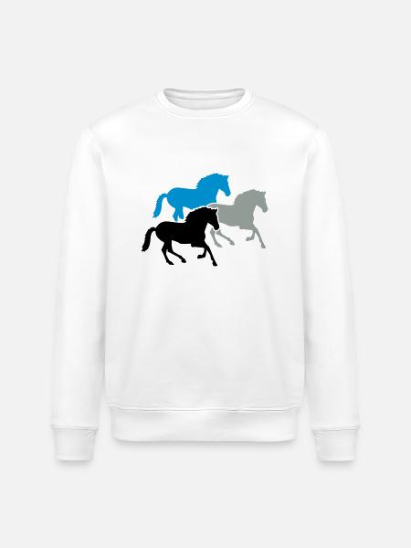 Horses - Stanley/Stella ROLLER Unisex Organic Sweatshirt - white