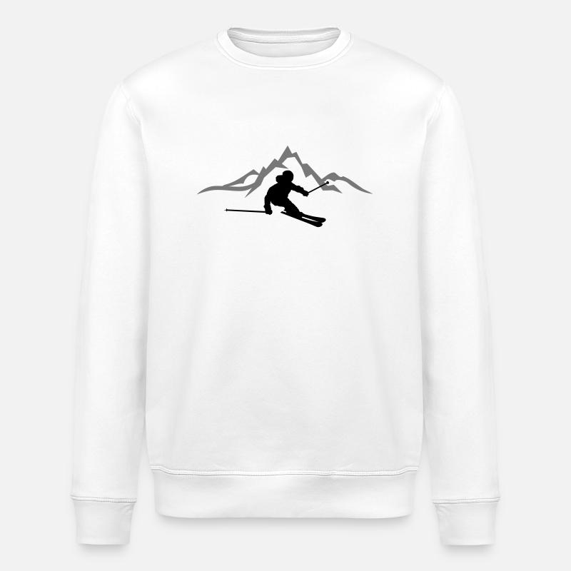 Winter - Skifahrer Berge - Stanley/Stella Unisex Bio-Sweatshirt ROLLER - Weiß