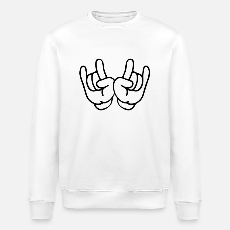 hands rock symbol - Stanley/Stella Unisex Bio-Sweatshirt ROLLER - Weiß