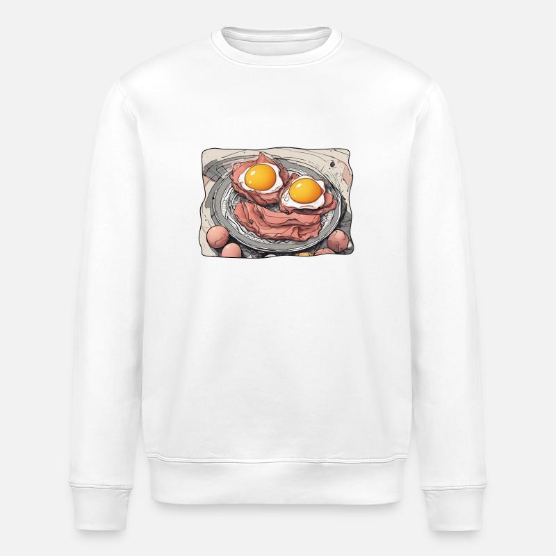 Egg and bacon - Stanley/Stella ROLLER Unisex Organic Sweatshirt - white