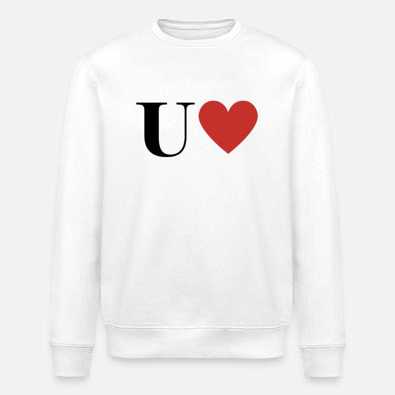 Letter u red heart - Stanley/Stella ROLLER Unisex Organic Sweatshirt - white