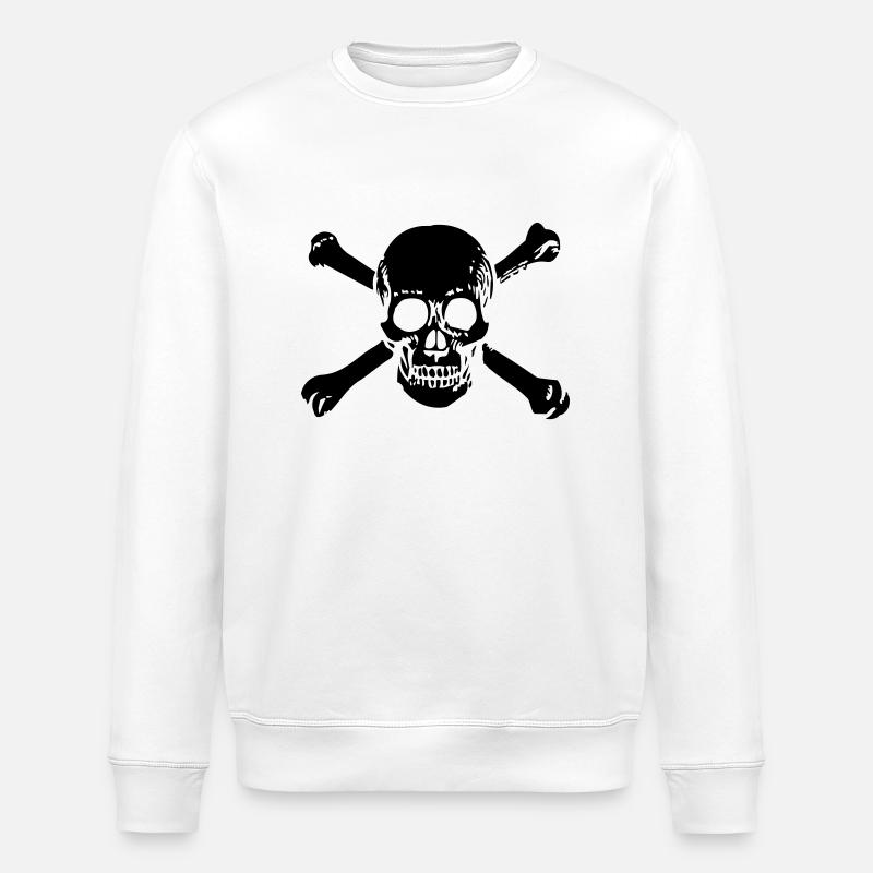 OLD SCHOOL SKULL 1C - Stanley/Stella ROLLER Unisex Organic Sweatshirt - white